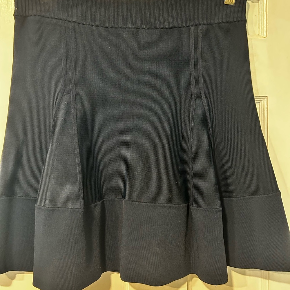 A.L.C. Navy Circle Skirt with Ribbed Waistband